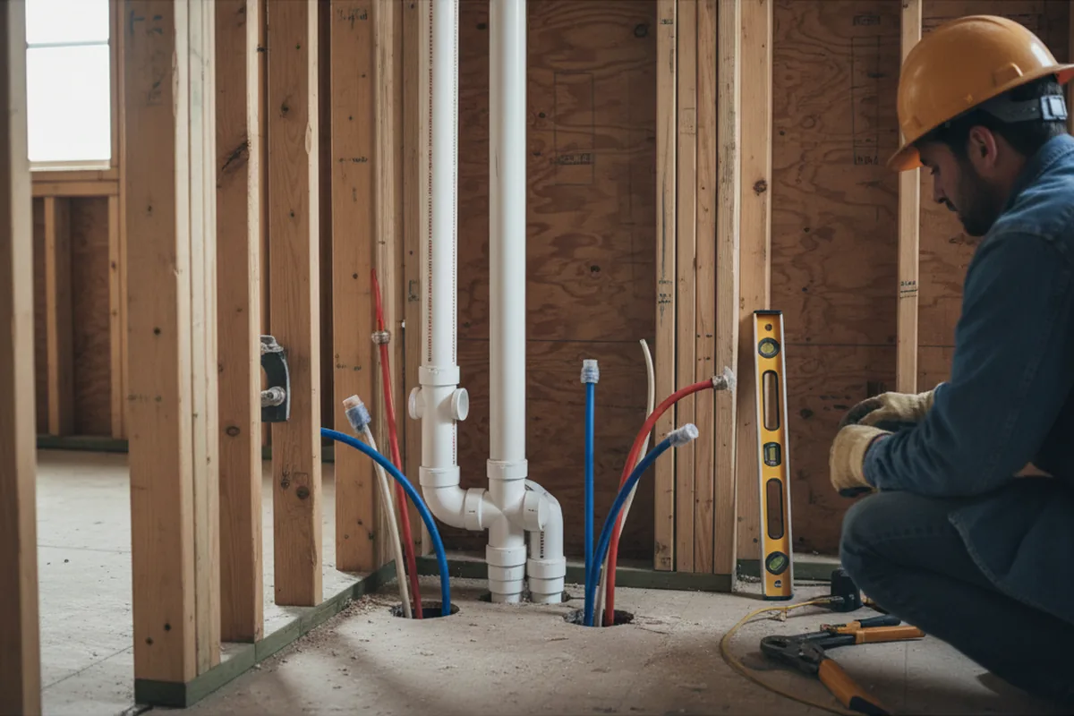 Drain and supply rough-in during Drain Cleaning in Estherville